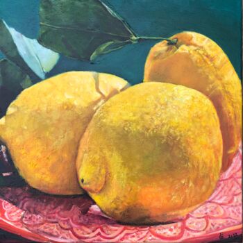 Painting titled "Petit soleil de Méd…" by Florence Gillot, Original Artwork, Oil Mounted on Wood Stretcher frame