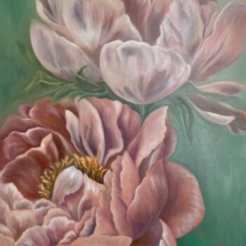 "CORAL PEONIES" başlıklı Tablo Tatyana Chaar tarafından, Orijinal sanat, Petrol