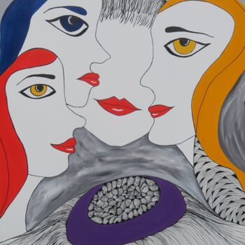 Malerei mit dem Titel "women's conversation" von Dr. Katharina Zlöbl, Original-Kunstwerk, Acryl Auf Keilrahmen aus Holz mont…