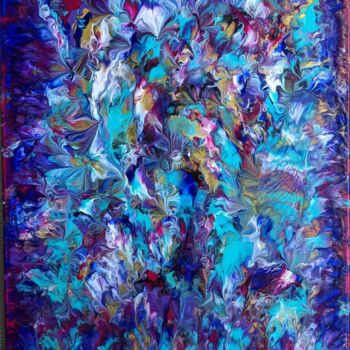 Peinture intitulée "Empreinte turquoise…" par Françoise Petitjean, Œuvre d'art originale, Acrylique Monté sur Châssis en bois