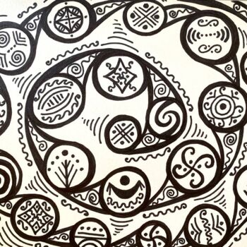 Peinture intitulée "Cyclic cycle" par Olena Kovalenko, Œuvre d'art originale, Marqueur