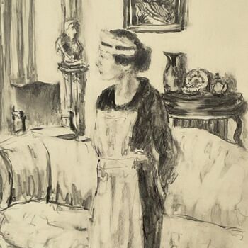 Zeichnungen mit dem Titel "Parlourmaid." von Victoria General, Original-Kunstwerk, Bleistift