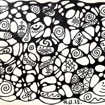 Schilderij getiteld "Monochorome-10" door Olena Kovalenko, Origineel Kunstwerk, Marker