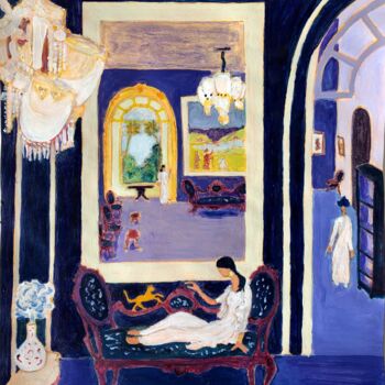Ζωγραφική με τίτλο "Goa, the Mirror Room" από Michel Testard, Αυθεντικά έργα τέχνης, Ακρυλικό Τοποθετήθηκε στο Χαρτόνι