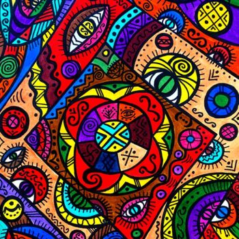 Painting titled "Square portal" by Olena Kovalenko, Original Artwork, Marker