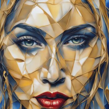 Digital Arts titled "Abstract face" by Pict T Mosb, Original Artwork, AI generated image
