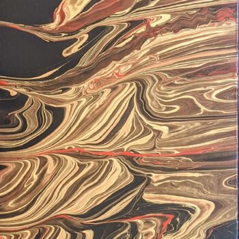 Peinture intitulée "Une plume dorée au…" par Françoise Petitjean, Œuvre d'art originale, Acrylique Monté sur Châssis en bois