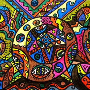 Painting titled "Four spirits" by Olena Kovalenko, Original Artwork, Marker