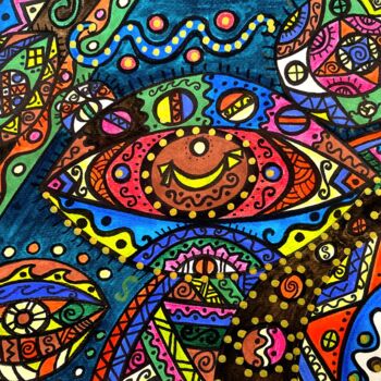 Peinture intitulée "Guests" par Olena Kovalenko, Œuvre d'art originale, Marqueur
