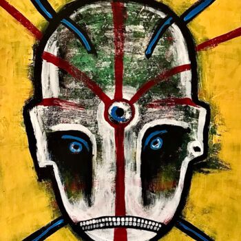 Painting titled "Head bull" by Vaxo Lang, Original Artwork, Acrylic