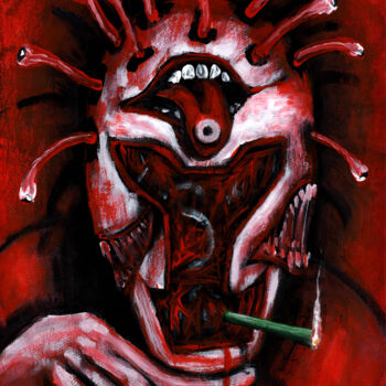 Painting titled "Dead god" by Vaxo Lang, Original Artwork, Acrylic