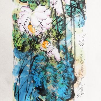Painting titled "Fragrance of lotus…" by Dayou Lu, Original Artwork, Pigments