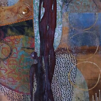 Collages getiteld "Ne lâche pas ma main" door Thierry Robin, Origineel Kunstwerk, Collages Gemonteerd op Karton