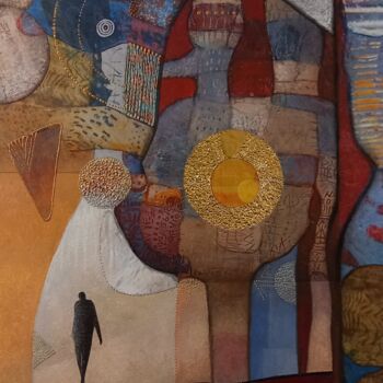 Collages intitulée "Chacun sa route" par Thierry Robin, Œuvre d'art originale, Collages Monté sur Carton