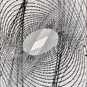 Peinture intitulée "L'oeil du cyclone b…" par Françoise Petitjean, Œuvre d'art originale, Acrylique Monté sur Châssis en bois