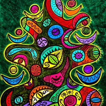 Peinture intitulée "New Year Miracle" par Olena Kovalenko, Œuvre d'art originale, Marqueur