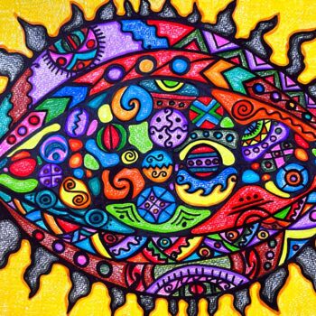 Peinture intitulée "Sun-2" par Olena Kovalenko, Œuvre d'art originale, Conté