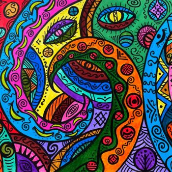Painting titled "DATE" by Olena Kovalenko, Original Artwork, Marker