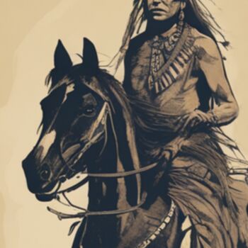 Digital Arts titled "Native American man" by Pict T Mosb, Original Artwork, AI generated image