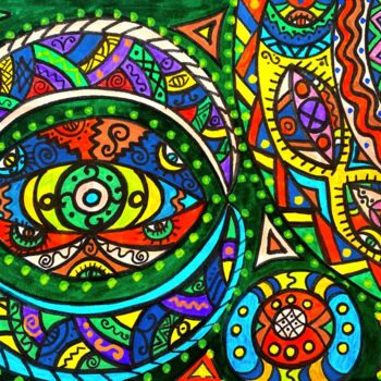 Painting titled "Concentration" by Olena Kovalenko, Original Artwork, Marker