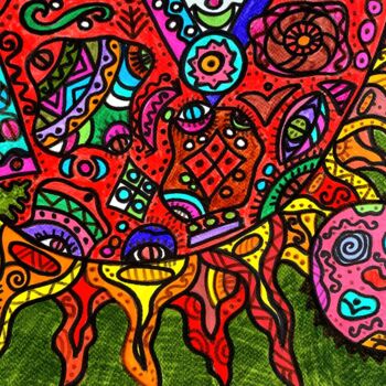 Peinture intitulée "The Tambourine" par Olena Kovalenko, Œuvre d'art originale, Marqueur