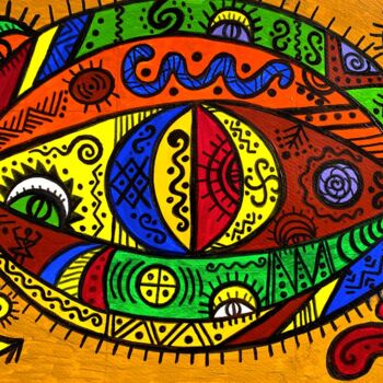 Pittura intitolato "Cosmic eye" da Olena Kovalenko, Opera d'arte originale, Acrilico