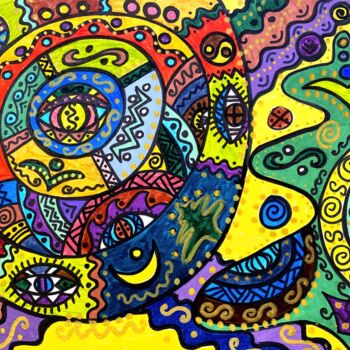 Painting titled "Carousel for adults" by Olena Kovalenko, Original Artwork, Marker