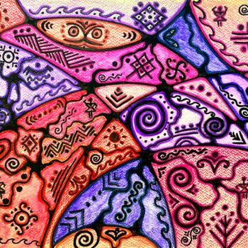 Peinture intitulée "Morning fields" par Olena Kovalenko, Œuvre d'art originale, Marqueur