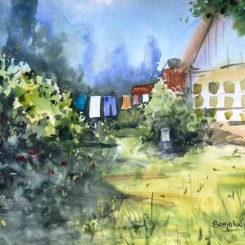 Peinture intitulée "Summer in the Villa…" par Sofiia Kulichkova (Sonjakul), Œuvre d'art originale, Aquarelle