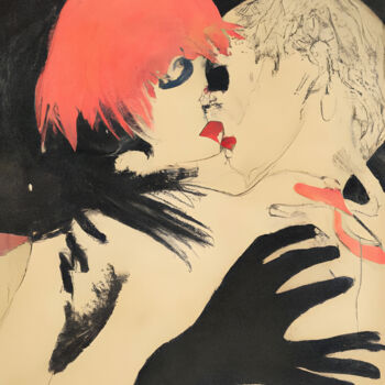 Arts numériques intitulée "Baiser noir" par Patrik Hoffman, Œuvre d'art originale, Peinture numérique