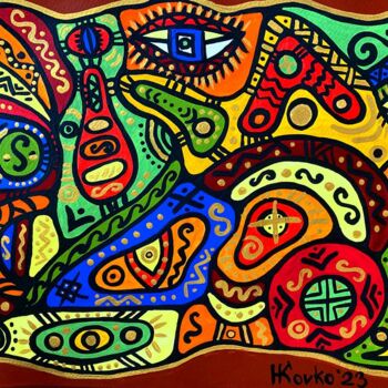 「August's impressions」というタイトルの絵画 Olena Kovalenkoによって, オリジナルのアートワーク, アクリル
