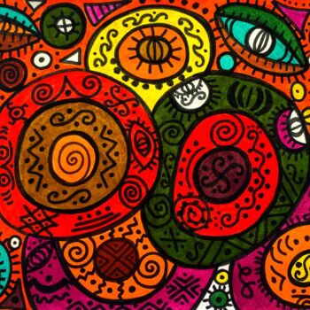 「Space movement」というタイトルの絵画 Olena Kovalenkoによって, オリジナルのアートワーク, マーカー