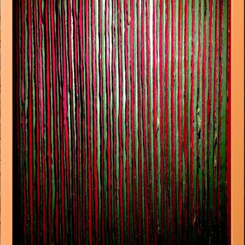 Collages intitulée "Green and red panel" par Tetiana Sanzharovska, Œuvre d'art originale, Ruban adhésif