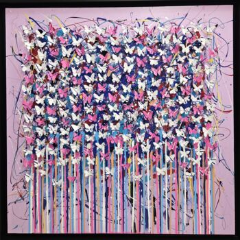 Sculpture titled "Balade Rose" by Shelby, Original Artwork, Aluminium Mounted on Wood Panel