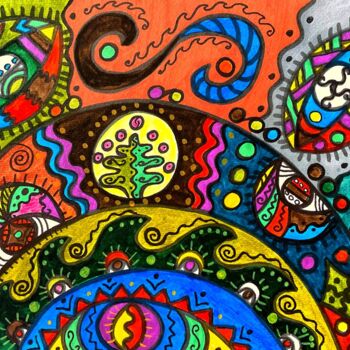 Schilderij getiteld "Approaching holidays" door Olena Kovalenko, Origineel Kunstwerk, Marker