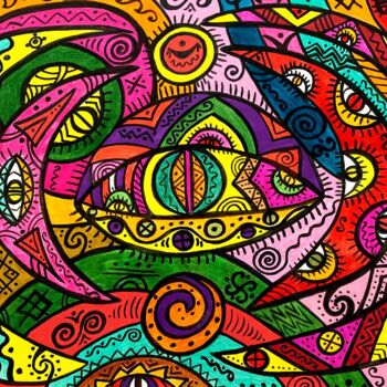 Pintura titulada "Peeping" por Olena Kovalenko, Obra de arte original, Rotulador