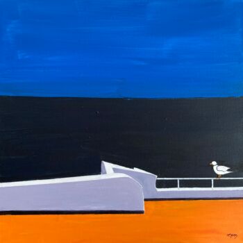 Painting titled "Face à la mer" by Môm, Original Artwork, Acrylic