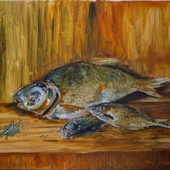 Painting titled ""Рыбы"" by Pavel Levites, Original Artwork, Oil