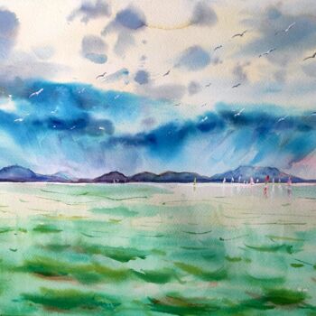 Peinture intitulée "Stormy Sky Above La…" par Ibolya Taligas, Œuvre d'art originale, Aquarelle