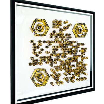 Sculpture titled "QR CODE - NÉONICOTI…" by Aurelien Guiho, Original Artwork, 3D Modeling Mounted on Metal