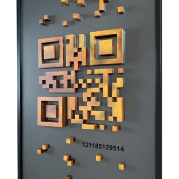 Sculpture titled "QR CODE - EVOLUTION…" by Aurelien Guiho, Original Artwork, 3D Modeling Mounted on Metal