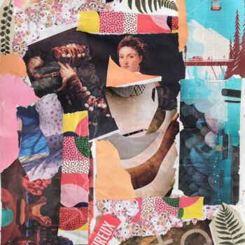 Κολάζ με τίτλο "Patchwork" από Frédérique Girin, Αυθεντικά έργα τέχνης, Κολάζ Τοποθετήθηκε στο Plexiglass
