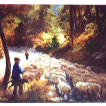 Peinture intitulée "la transumance" par Géraldine Streichert, Œuvre d'art originale, Huile