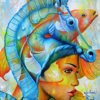 Peinture intitulée "Aqua rêve" par Jeannette Guichard-Bunel, Œuvre d'art originale, Huile Monté sur Châssis en bois
