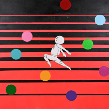 Painting titled "Stairs" by Vnvn, Original Artwork, Acrylic Mounted on Wood Stretcher frame