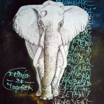 绘画 标题为“Loxodonta Africana” 由Gier, 原创艺术品, 水彩