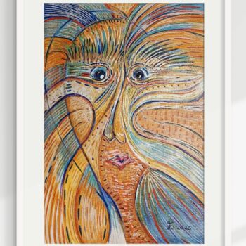 Pittura intitolato "The Face Scene I" da Ewa Dura, Opera d'arte originale, Pennarello