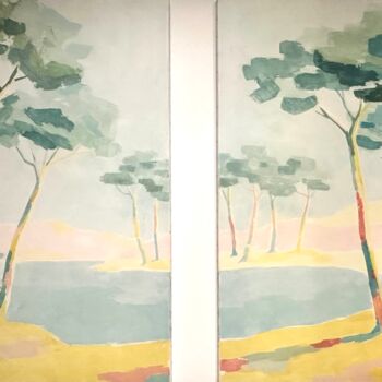 Peinture intitulée "Autour de l'eau" par Aurore Nugeron, Œuvre d'art originale, Acrylique Monté sur Châssis en bois