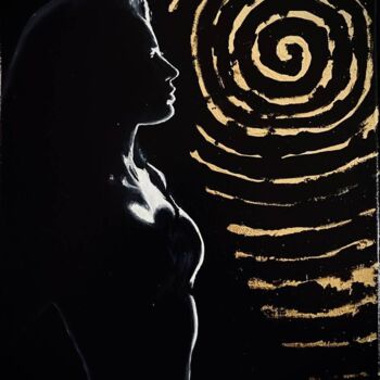 Painting titled "Dream" by Katalina Tattoo, Original Artwork, Oil Mounted on Wood Stretcher frame