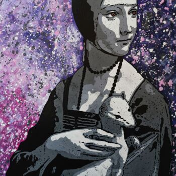 Pittura intitolato "LA DAME À L'HERMINE" da Myriam Bellanger, Opera d'arte originale, Acrilico